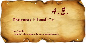 Akerman Elemér névjegykártya